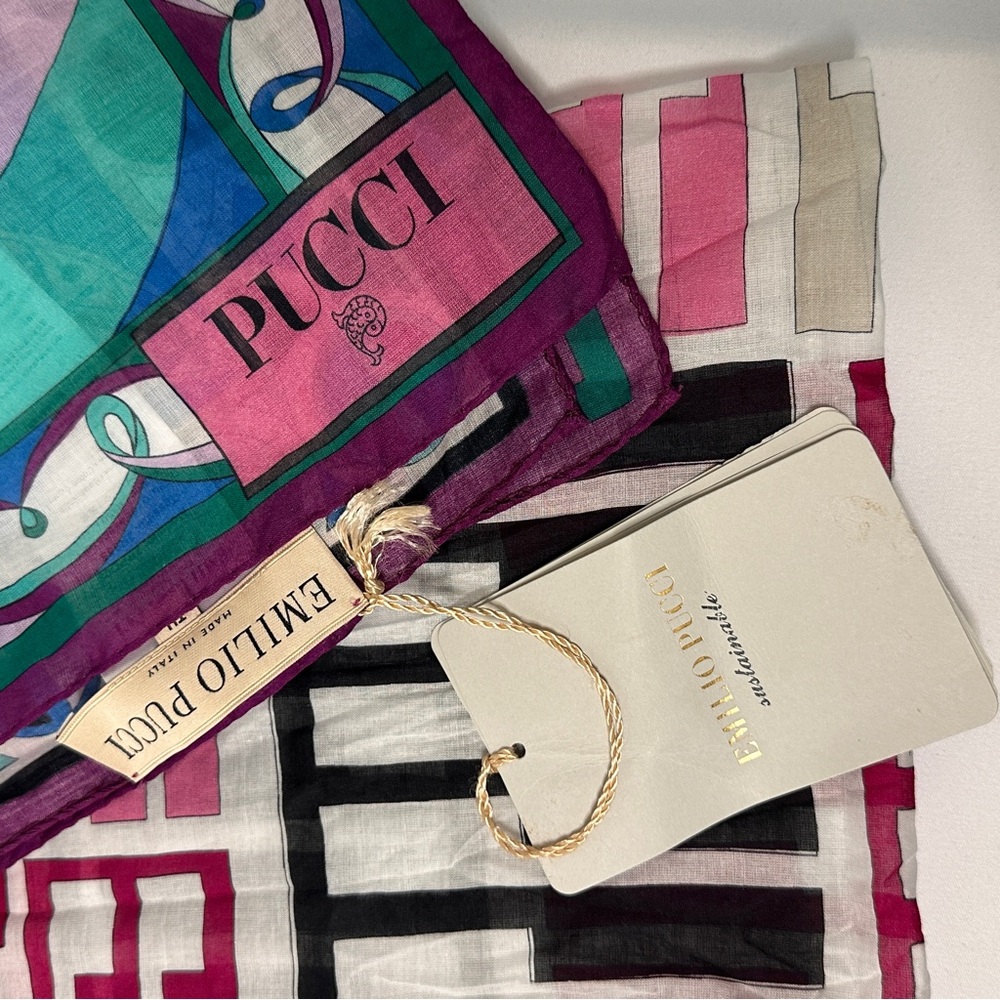 Emilio Pucci Bold Geometric Abstract Graphic Scarf Organic Cotton NWT